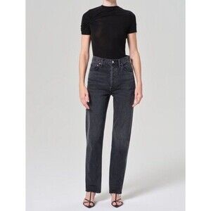 Agolde Black Mid Rise Straight Leg Lana Jean Size 26